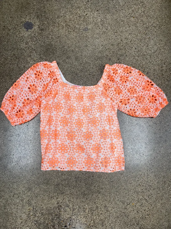 Top Short Sleeve By Lilly Pulitzer In Orange & White, Size: M Lumberjack