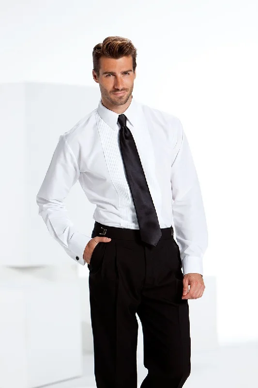 "Gianni" White Laydown Tuxedo Shirt Dynamic Men's Moto