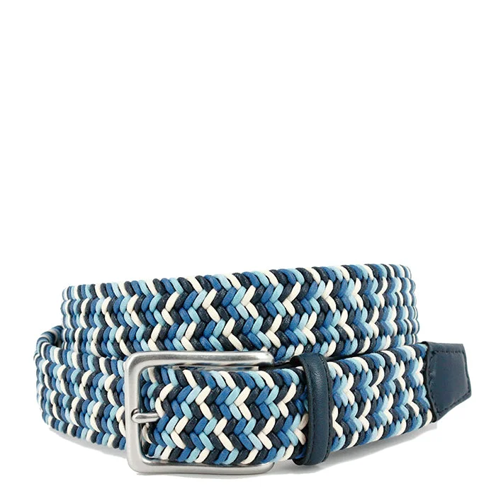 Torino Italian Woven Cotton Belt - Navy/Blue/Cream Sophisticated Men's 