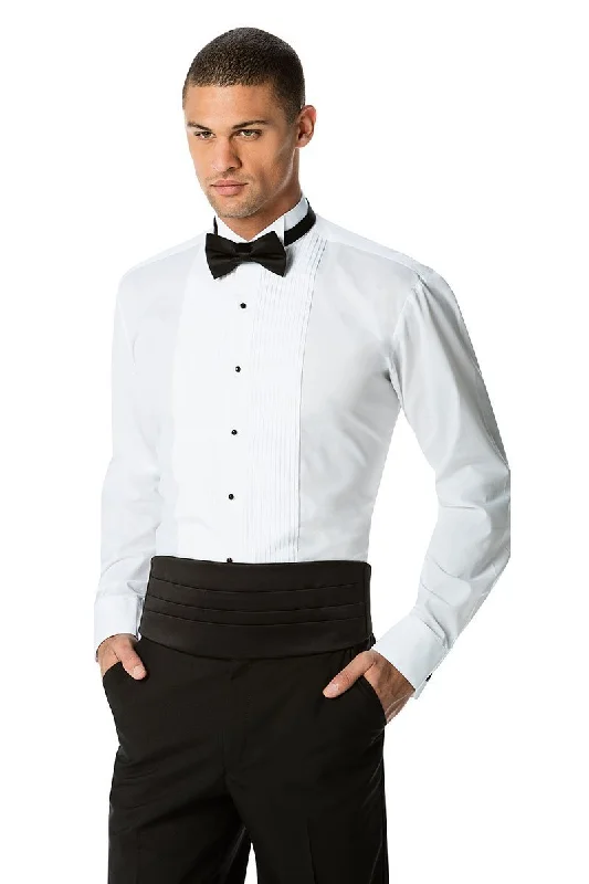 "Franco" White Wingtip Tuxedo Shirt Monochromatic Office Style