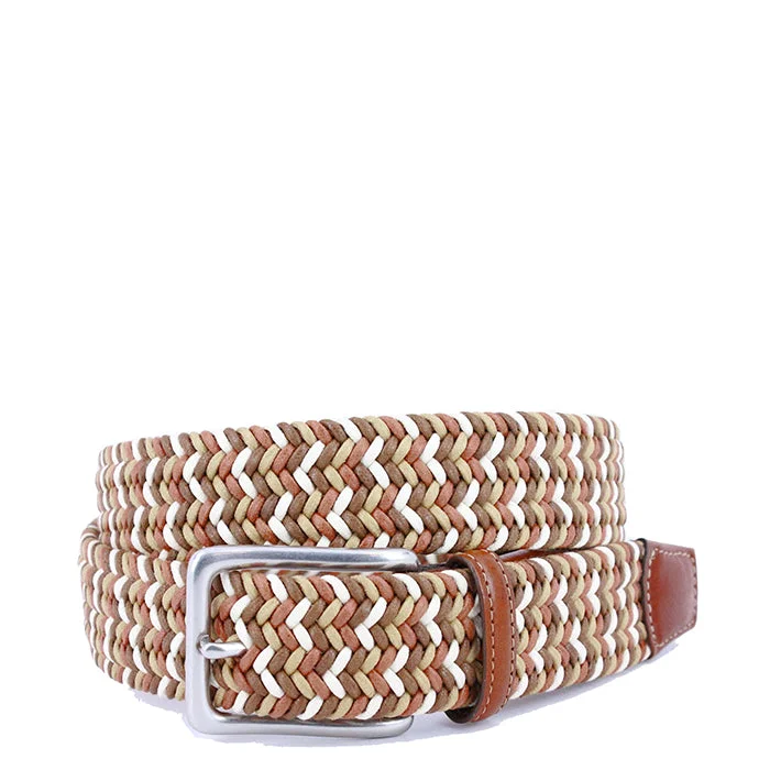 Torino Italian Woven Cotton Belt - Tan/Brown/Cream Casual Men's Loose