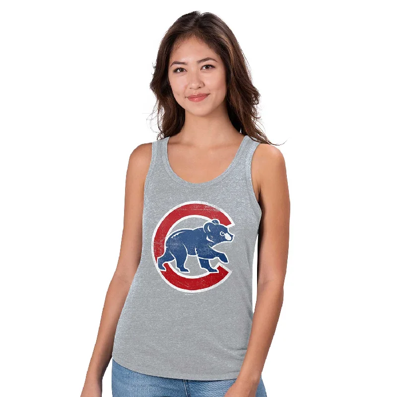 Chicago Cubs Women's Grey Walking Bear Playoff Tank Top Gym