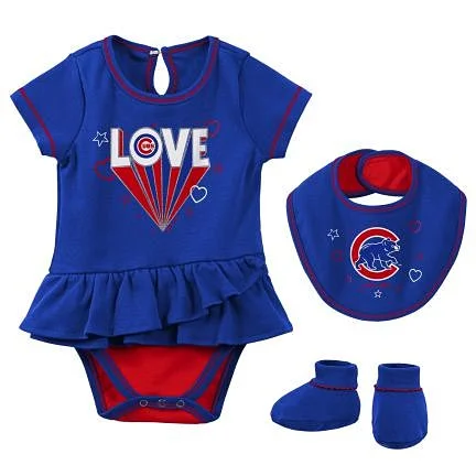 Chicago Cubs Newborn Love Creeper, Bib, & Bootie Set Athletic Men's High