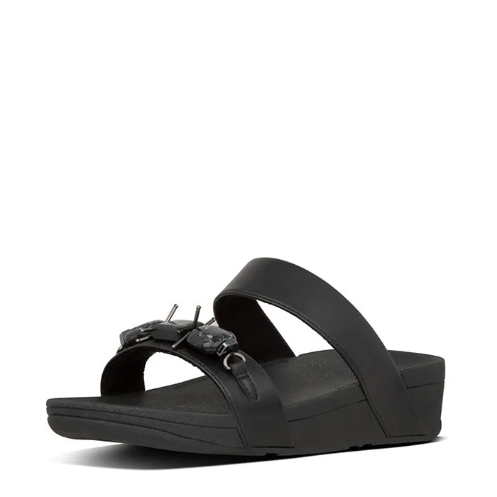 FitFlop Lottie Marble Gem Slides Sandals - All Black Modern Men's Tech