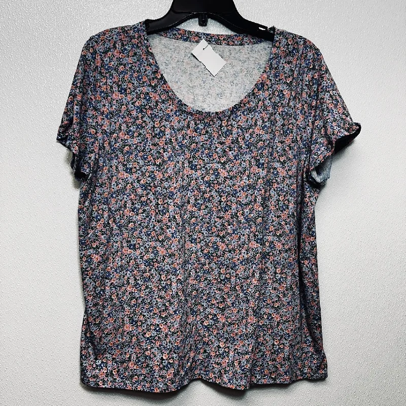 Floral Top Short Sleeve Basic J Jill O, Size L Bohemian Men's Free