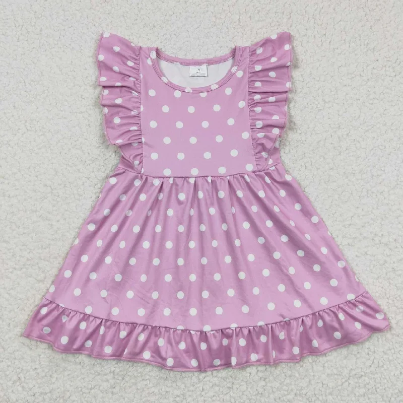 GSD0362 Purple Dots Girls Short Sleeve Dresses Bold Men's Statement