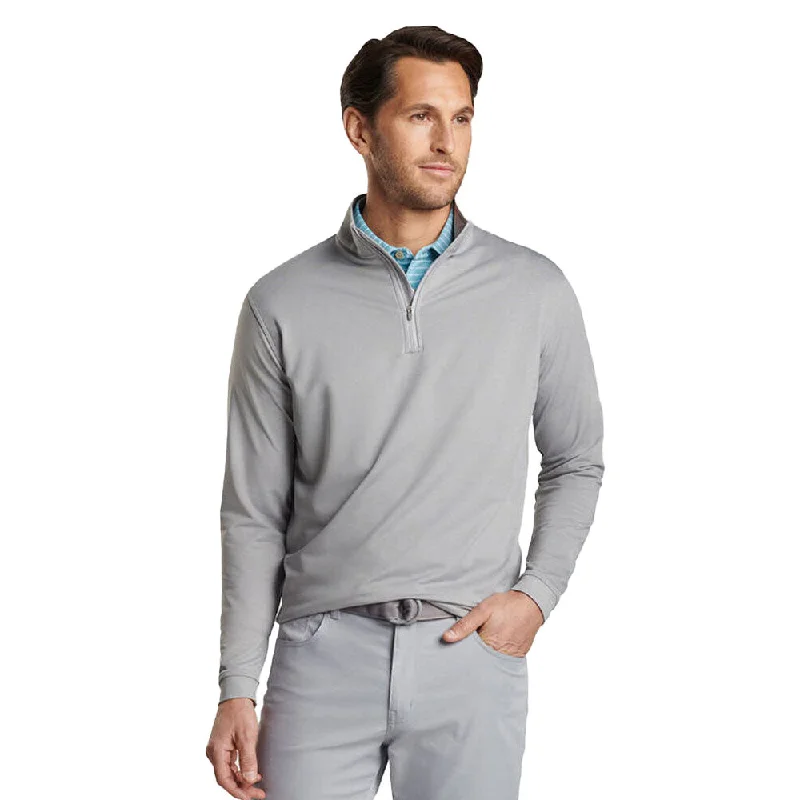 Peter Millar Perth Mélange Performance 1/4 Zip Sweater - Gale Grey* Modern Men's 