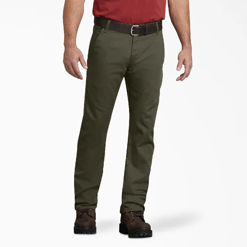 DP802 FLEX Regular Fit Duck Carpenter Pants, Stonewashed Moss Green Sleek Men's Metallic