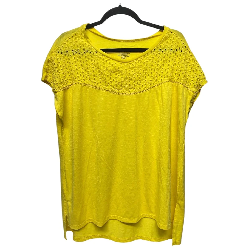 Top Short Sleeve By Lane Bryant In Yellow, Size: L Minimalist Men's Casual 