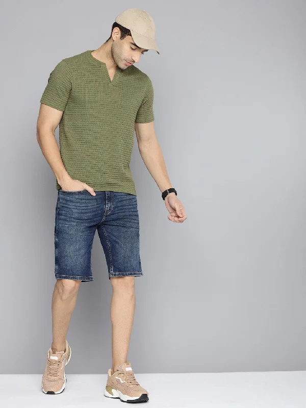 Men's Blue Regular Fit Denim Shorts Sophisticated Men's 