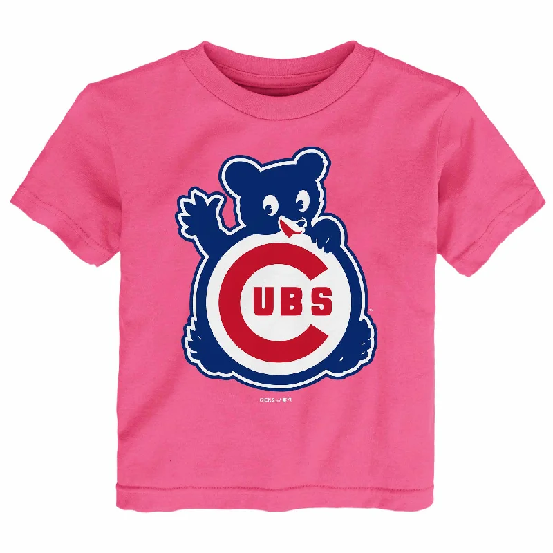 Chicago Cubs Preschool Waving Bear Pink T-Shirt Sleek Men's Contemporary 