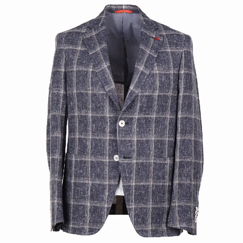 Isaia Slim Wool-Linen-Silk Sport Coat Sleek Men's Metallic