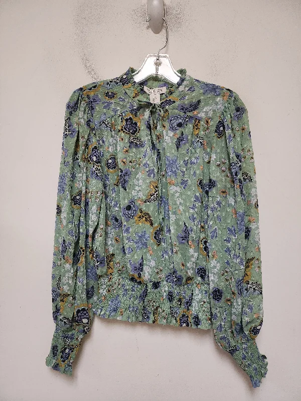 Top Long Sleeve By Rachel Zoe In Floral Print, Size: S Sporty Men's Athleisure 