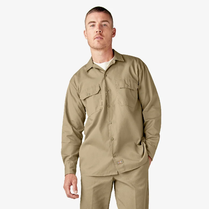 Long Sleeve Work Shirt, Khaki Bold Men's Animal