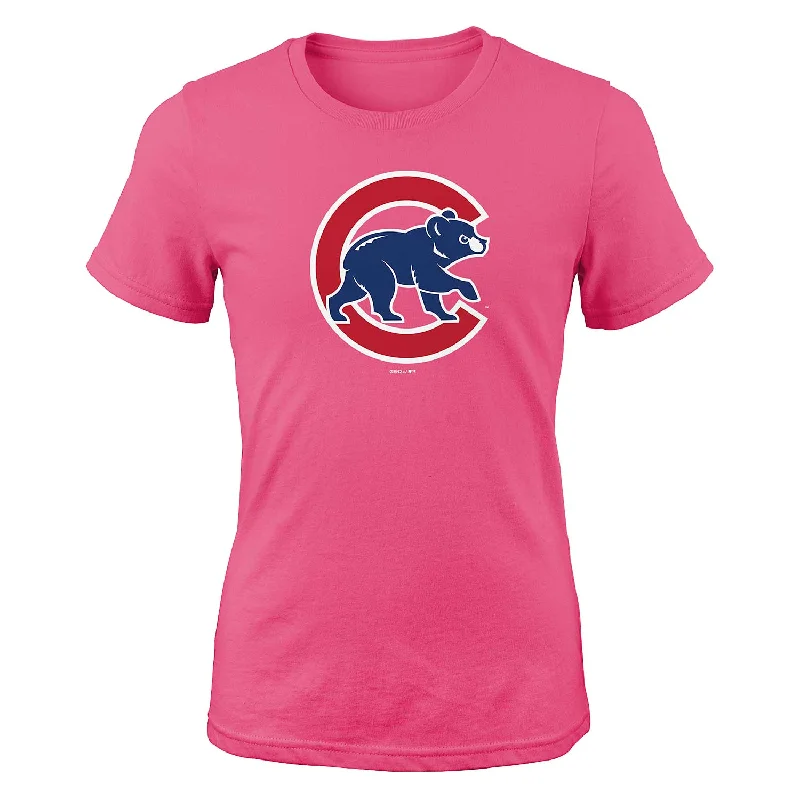 Chicago Cubs Youth Girls Pink Walking Bear T-Shirt Polished Men's Satin