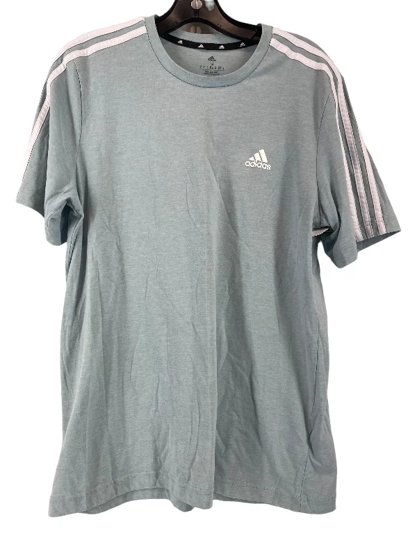 Blue Athletic Top Short Sleeve Adidas, Size M Monochromatic All