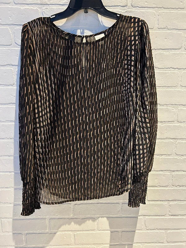 Top Long Sleeve By A New Day In Black & Brown, Size: Xl Organic