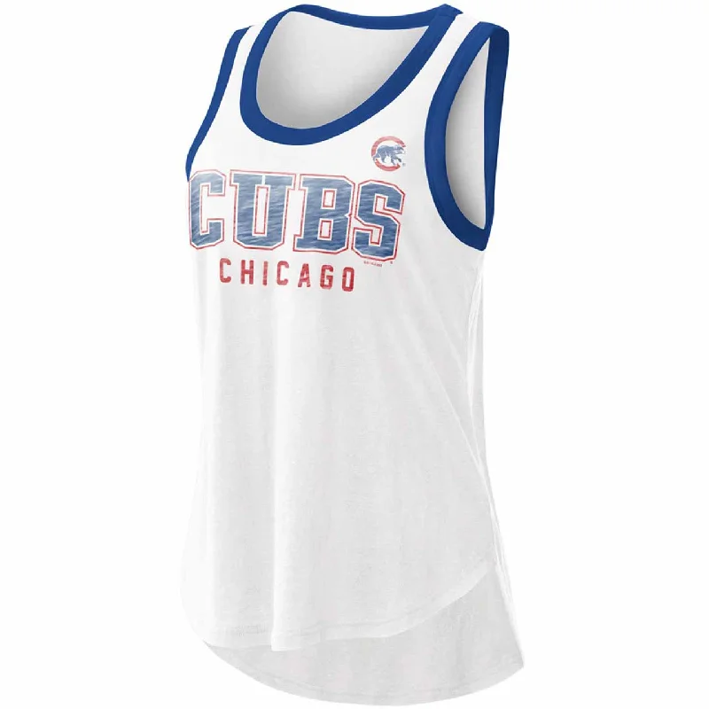 Chicago Cubs Women's White Clubhouse Tank Top Vintage Men's 1970S Disco