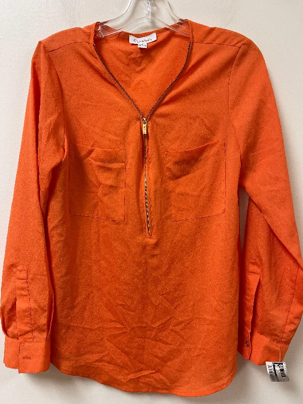 Top Long Sleeve By Calvin Klein In Orange, Size: S Bold Men's Animal