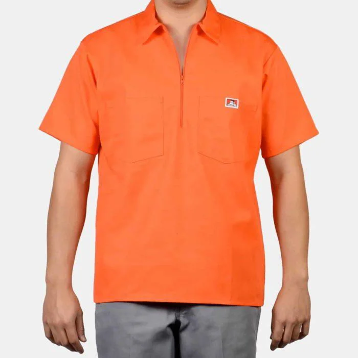 1/2 Zipper Short Sleeve - Orange Cozy Men's Winter