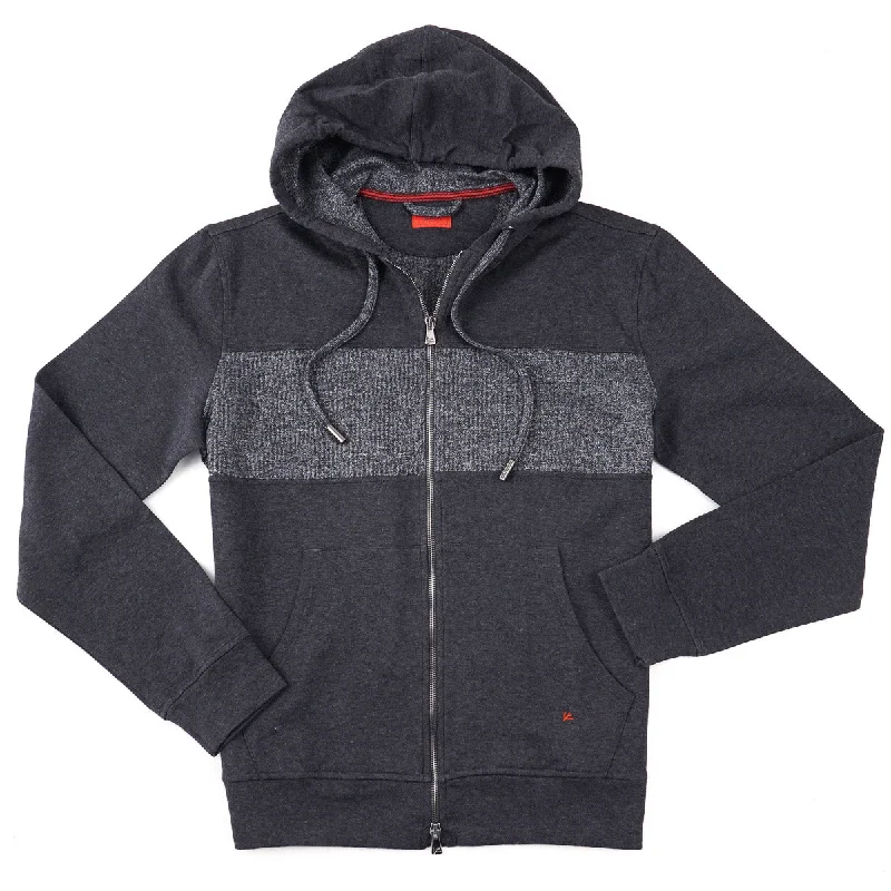 Isaia Full-Zip Hooded Sweatshirt Unique Men's Patch