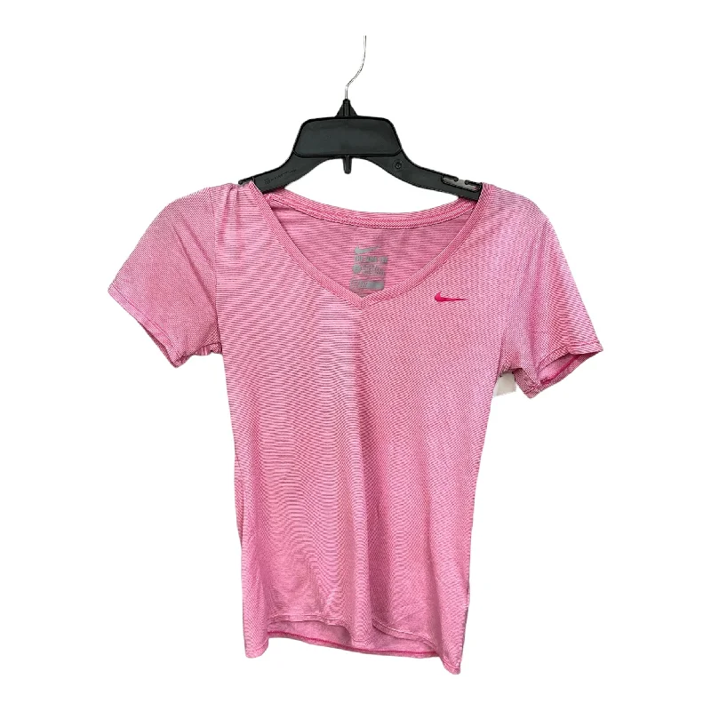 Pink Athletic Top Short Sleeve Nike Apparel, Size S Trendy Men's Oversized