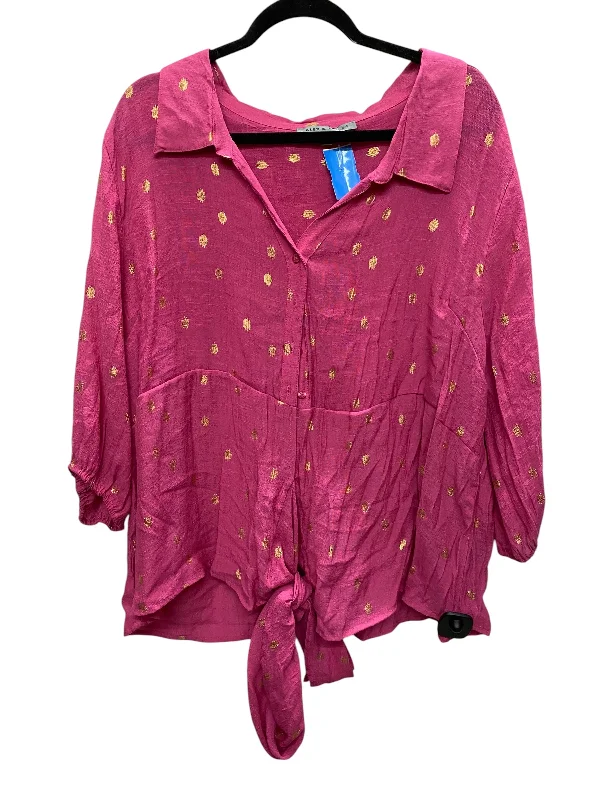 Top Long Sleeve By Clothes Mentor In Pink, Size: 2x Street