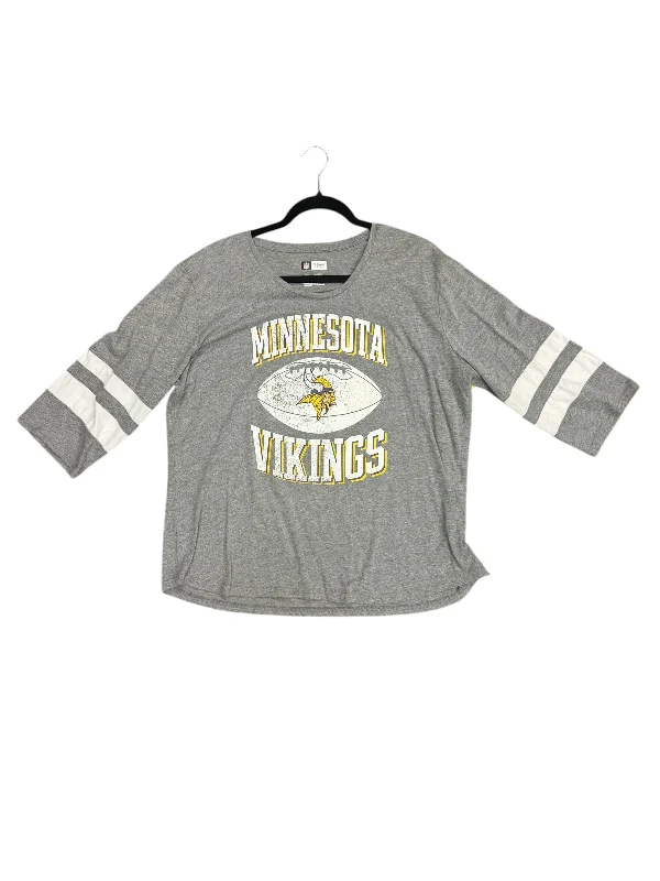 Top 3/4 Sleeve By Nfl In Grey, Size: 2x Monochromatic Office Style