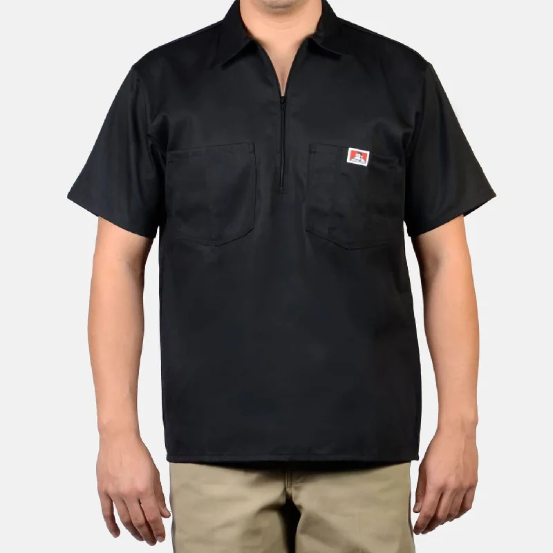 1/2 Zipper Short Sleeve - Black Organic