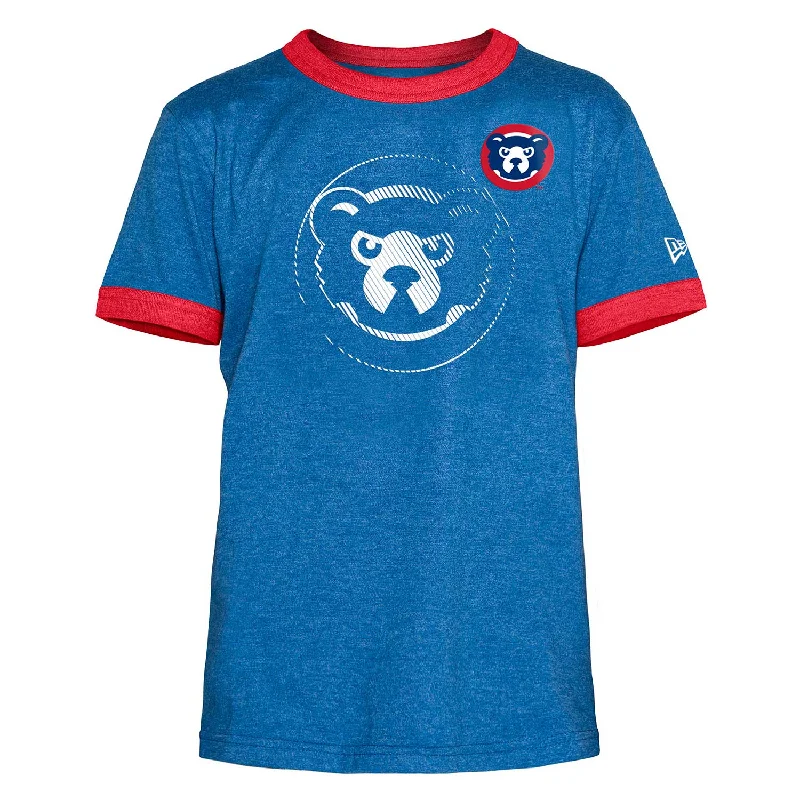 Chicago Cubs Youth Angry Bear Brushed Bi-Blend Ringer T-Shirt Refined Men's Velvet