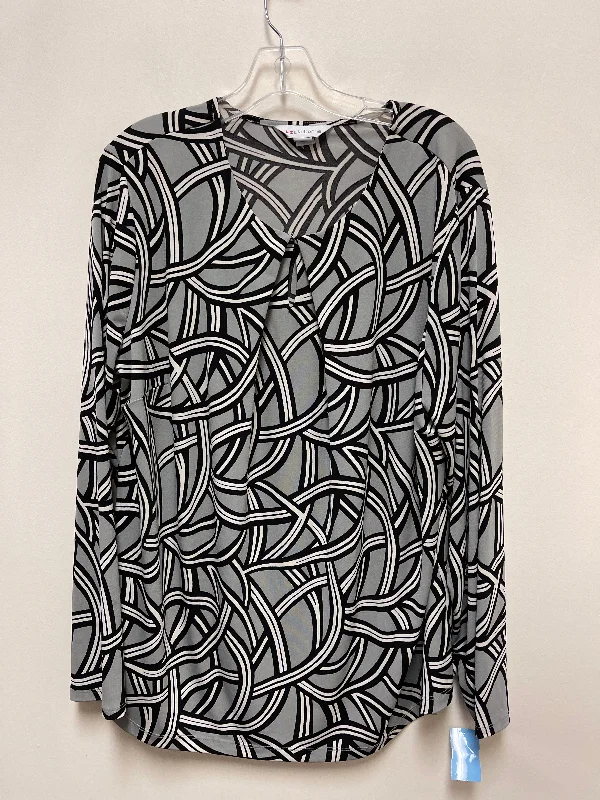 Top Long Sleeve By Liz Claiborne In Black & Grey, Size: 1x Streetwear Style