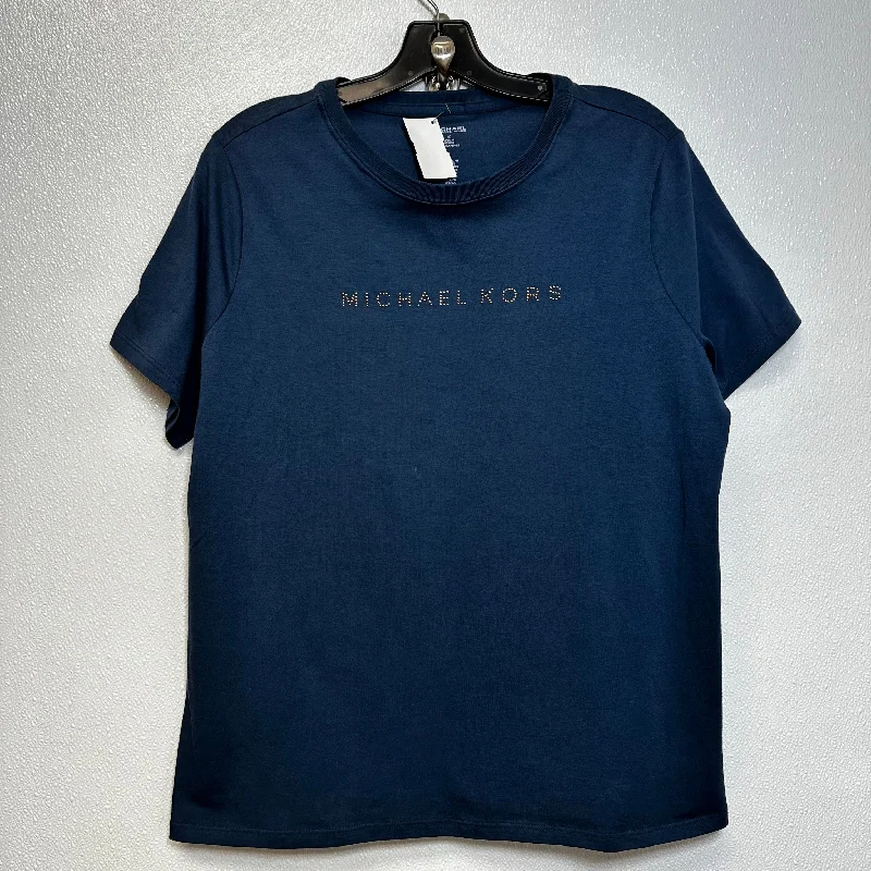 Blue Top Short Sleeve Basic Michael By Michael Kors, Size 1x Vacation