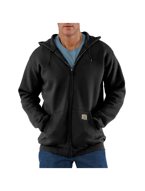 K122 Loose Fit Midweight Full-Zip Sweatshirt - Black Cozy Men's Sherpa