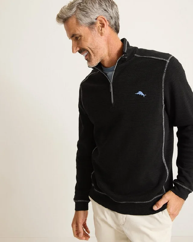 Tommy Bahama Tobago Bay Half Zip Sweater - Black* Sporty Men's Athleisure 