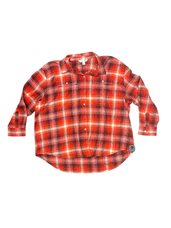 Top Long Sleeve By Old Navy In Plaid Pattern, Size: 1x Polished Men's Satin