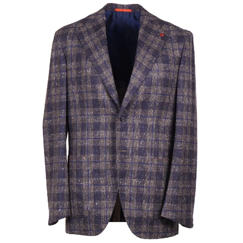 Isaia Mélange Wool-Silk-Linen Sport Coat Casual Men's Short