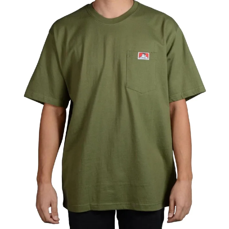 Heavy Duty Short Sleeve Pocket T-Shirt: Olive Casual Men's Loose