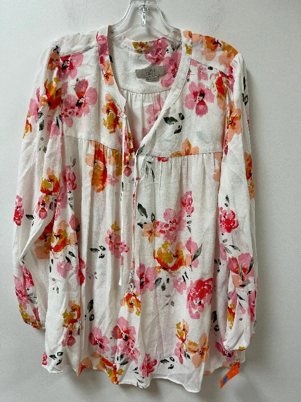 Top Long Sleeve By Loft In Floral Print, Size: 16 Laid