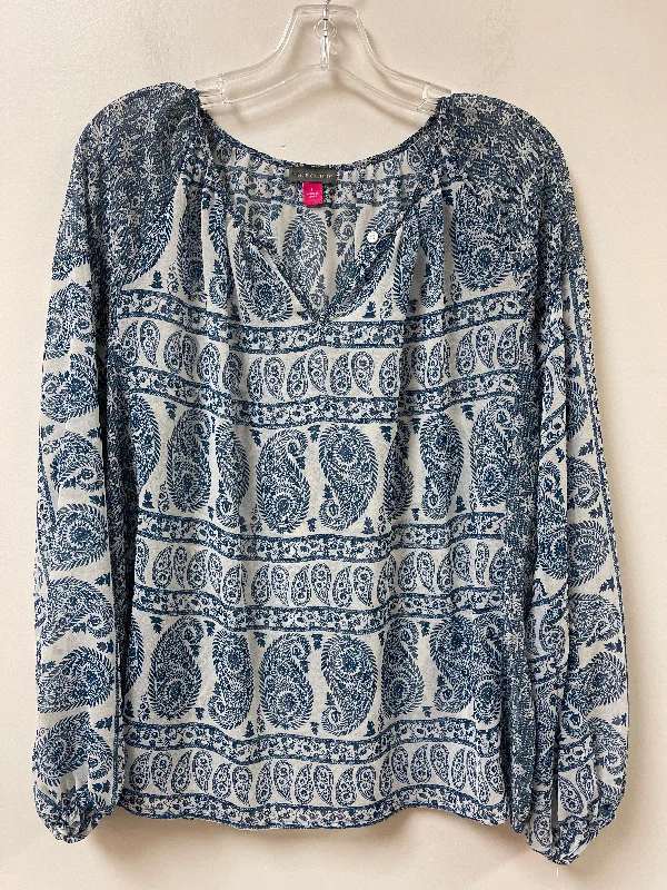 Top Long Sleeve By Vince Camuto In Blue, Size: L Business