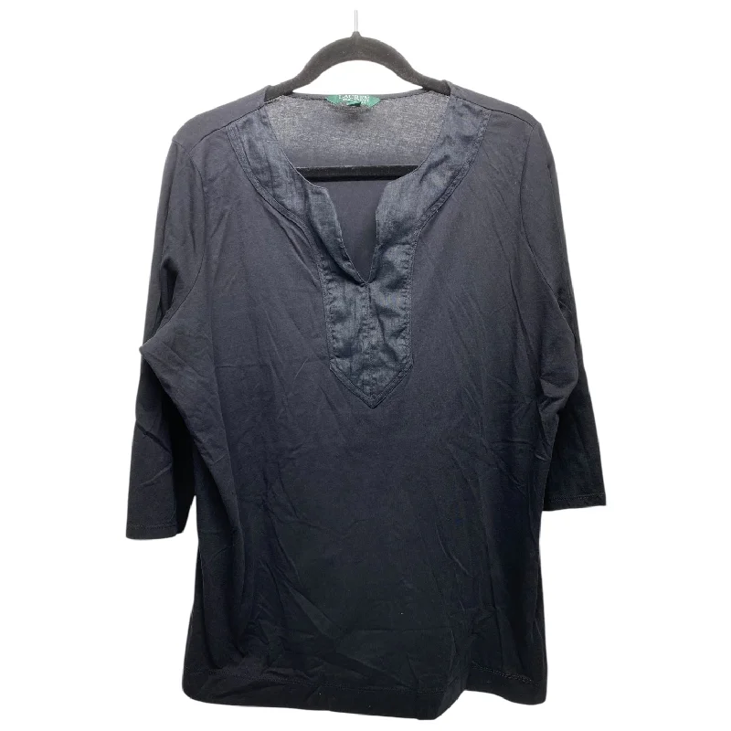 Top 3/4 Sleeve By Ralph Lauren In Black, Size: 2x Sophisticated Men's French