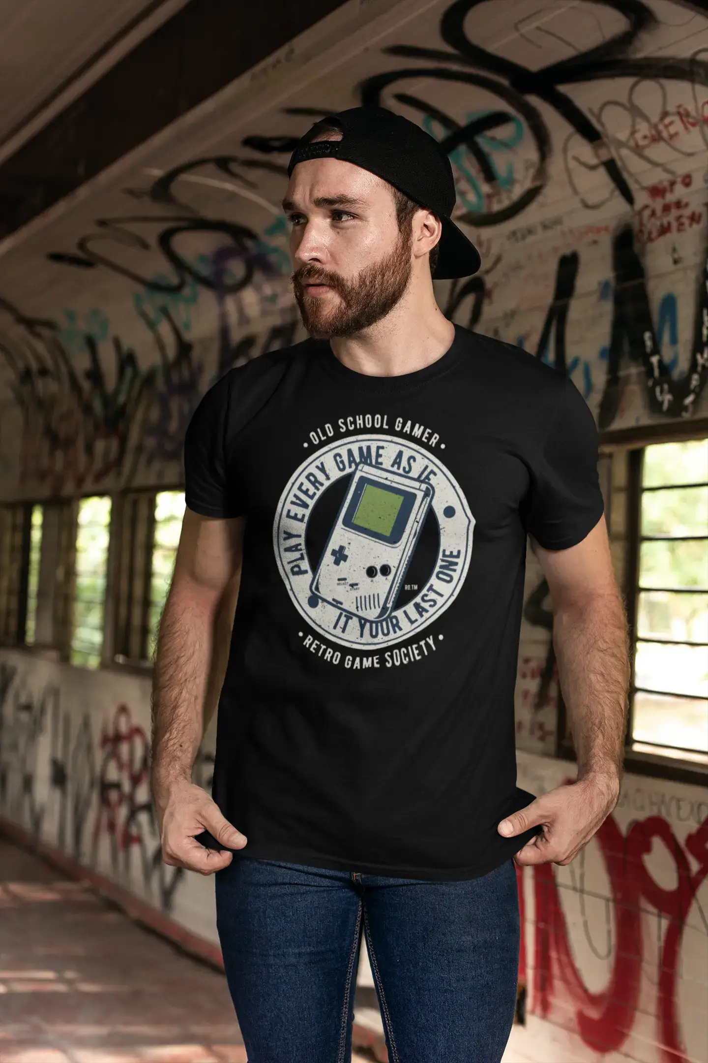 ULTRABASIC Old School Gamer Men's T-Shirt - Retro Game Society - Gaming Tee Classic Men's Pin