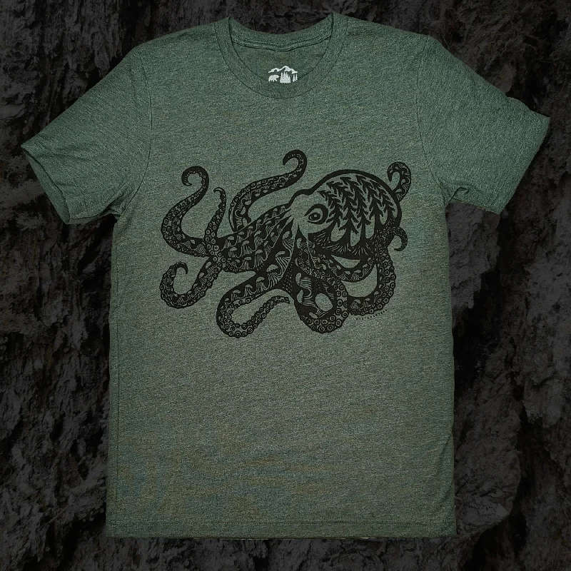 Adult Unisex Forest Octopus tee Organic