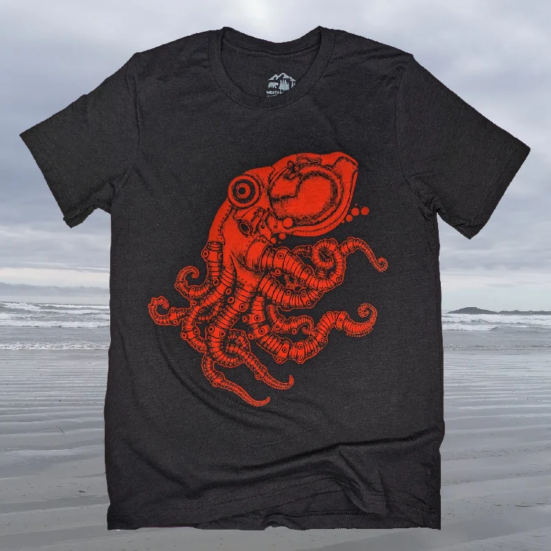 Adult Unisex Steampunk Octopus T-shirt Sharp Men's Italian