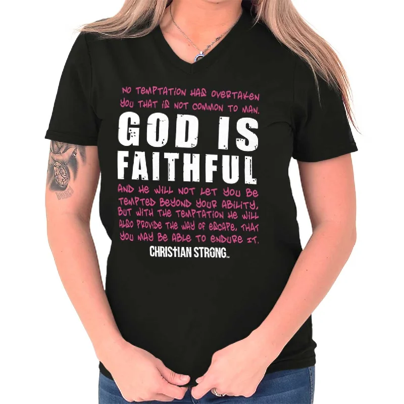 God is Faithful V-Neck T-Shirt Elegant Men's Formal 