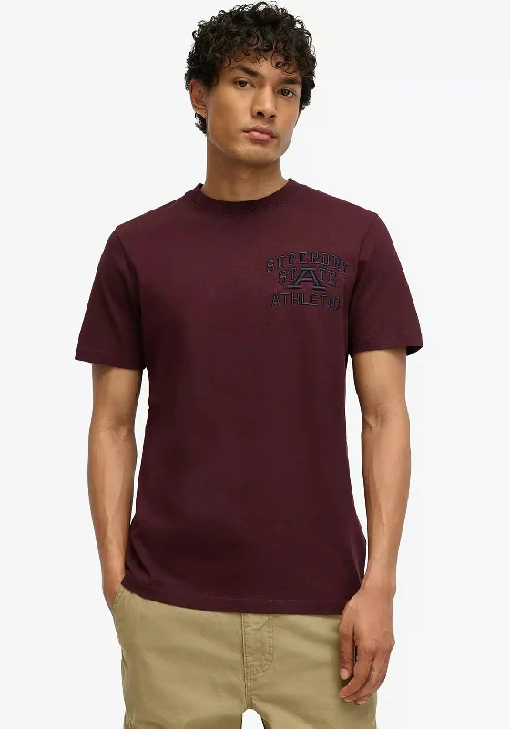 Superdry Embroidered Superstate Logo T-Shirt, Rich Deep Burgundy Cclassic Men's Tweed