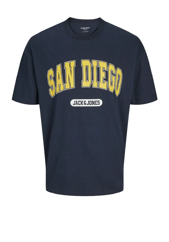 Jack & Jones Bradley San Diego Varsity T-Shirt, Sky Captain Preppy Men's College