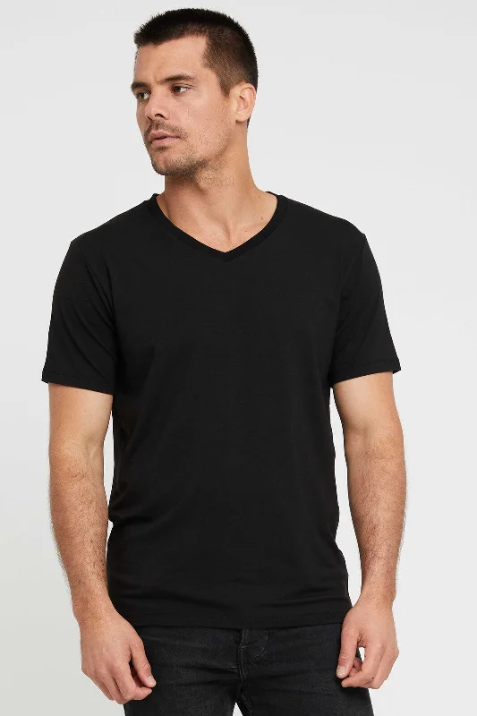 Men's V Neck Tee - Black Business