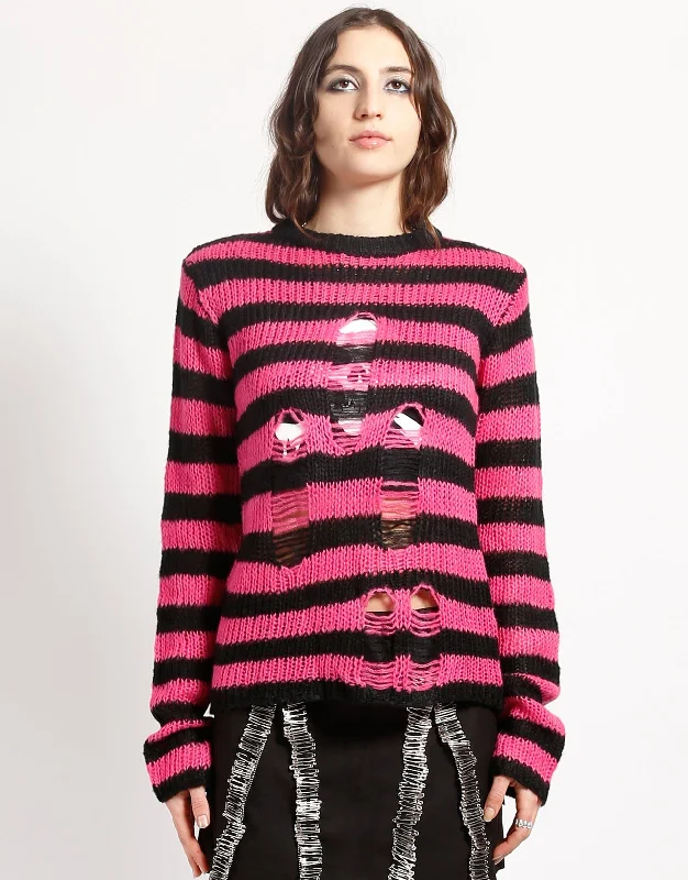 RAG STRIPE SWEATER PINK Refined Men's Classic 