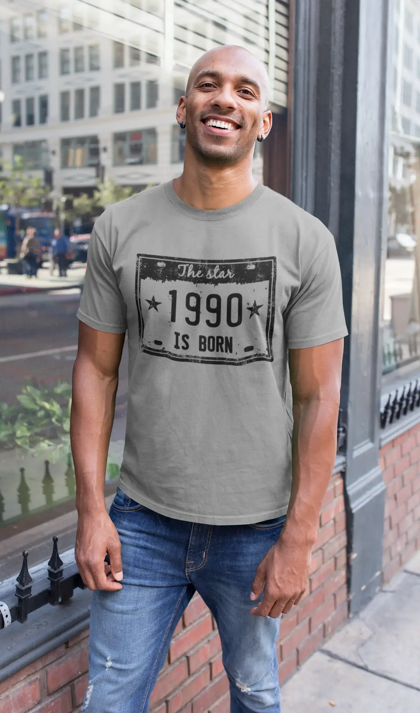 The Star 1990 is Born Men's T-shirt Grey Birthday Gift 00454 Confident Men's Power