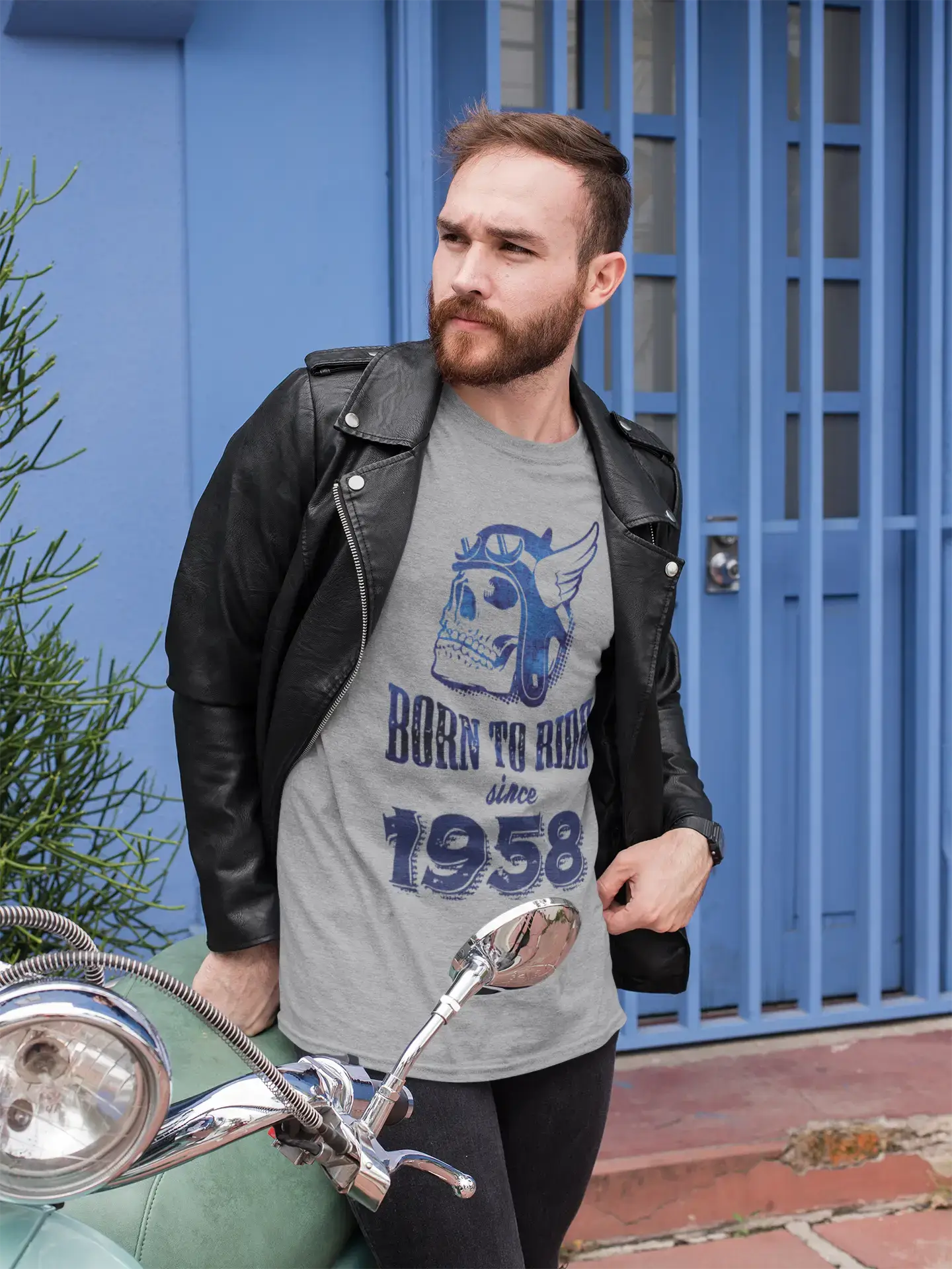 1958, Born to Ride Since 1958 Men's T-shirt Grey Birthday Gift 00495 Confident Men's Power